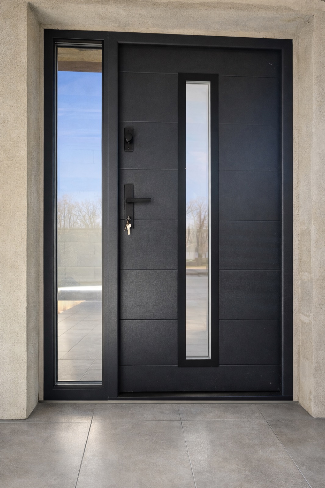 Anthracite window and door on a completed residential project